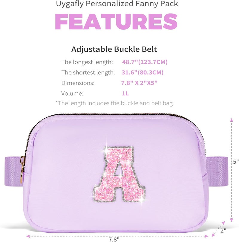 Uygafly Christmas Gift for Teen Girls Kids Daughter Her - Birthday Gifts for 3 4 5 6 7 8 9 10 11 12 13 Year Old Girls,Fanny Pack Crossbody Bag Purse Belt Bag Cute Trendy Stuff | Lavender,Initial A - Image 5